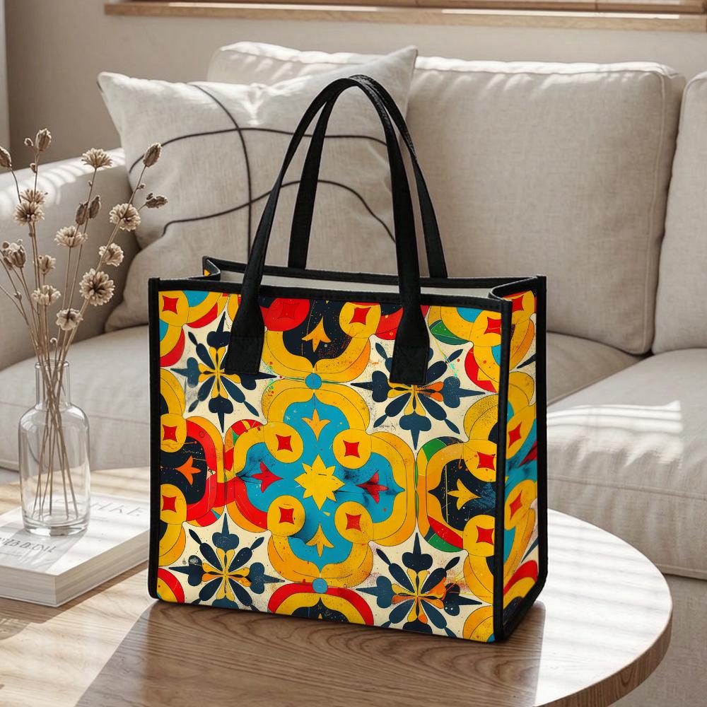 Bohemian Pattern Tote Bag Casual Large Capacity Daily Shoulder Handbag for Women Outdoor Shopping Travel Use