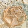 Plus Size Ladies' Retro Bow Flower High Waisted Sexy Lace Breathable Triangular Underwear