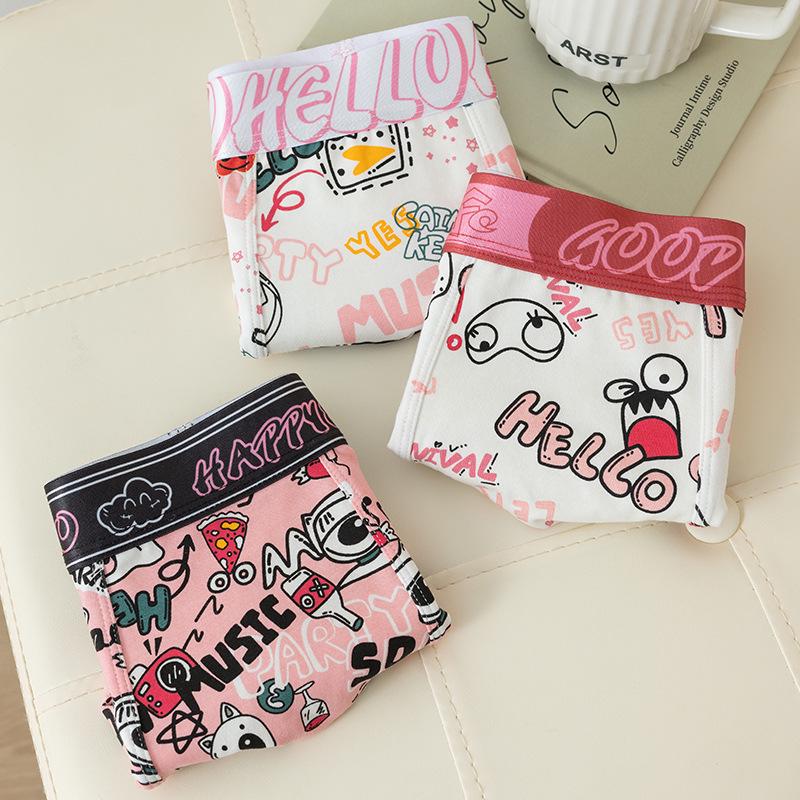 Men's Cute Cartoon Boxer Briefs - Pink Cotton Boyfriend Shorts