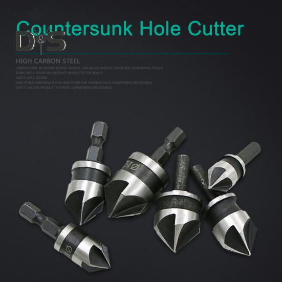 3Pcs Five Edge Chamfering Cutter Chamfering Tool Stainless Steel Single Edge 90 Degree Reaming Drill Taper Screw Countersunk Hole Cutter Deburring