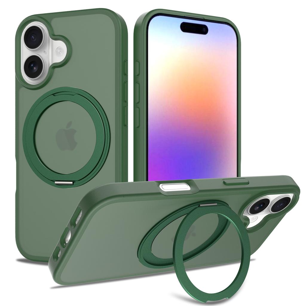 For IPhone 17 Mobile Phone Case with Stand 360 Rotation for IPhone16pro Magnetic Anti-fingerprint Skin-feel Mobile Phone Case