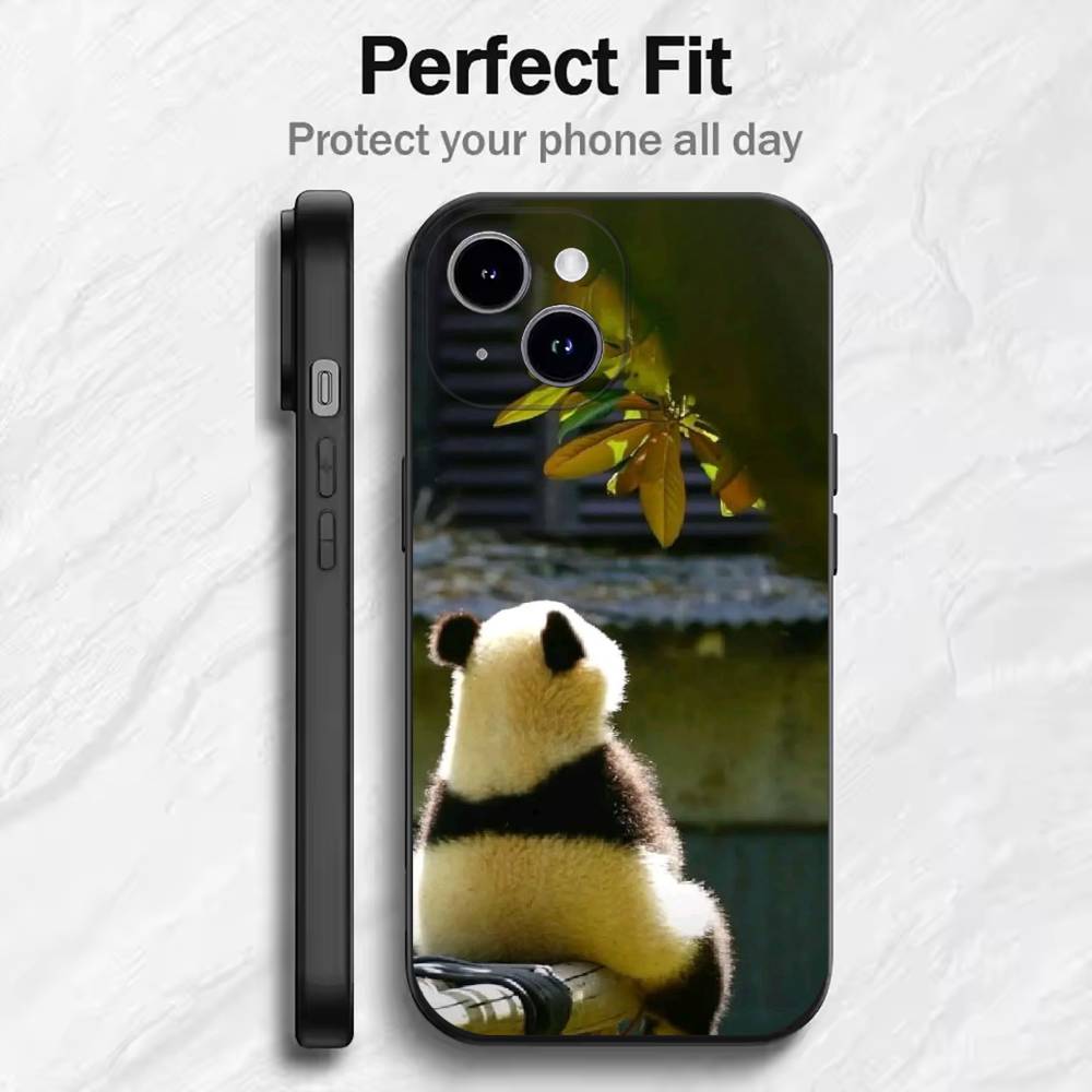 Fubao panda   Phone Case For 17 16 15 14 13 12 11 Mini XS XR X 6S 6 Pro Max Plus Black Soft Cover