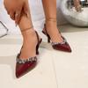 New High-end Full Diamond Banquet Shoes, High-heeled Sandals, Women's Thin Heels, Pointed Toes, and Thin Single Shoes.