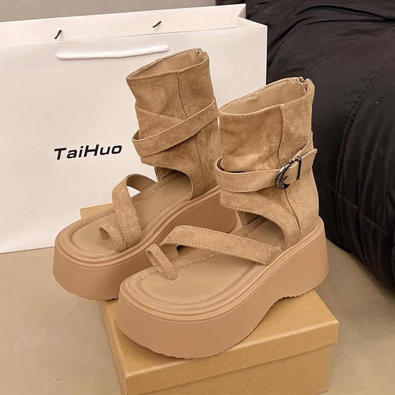 Fashion Flats Platform Women Sandals Clip Toe Cozy Fashion Shoes Casual Dress Ankle Cool Boots 2025 Autumn Designer New Chaussure Femme