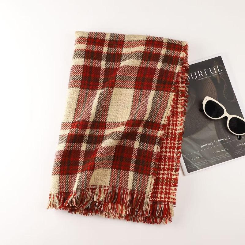 Christmas vibe scarf women's winter new Ankara red scarf long versatile knitted shawl scarf