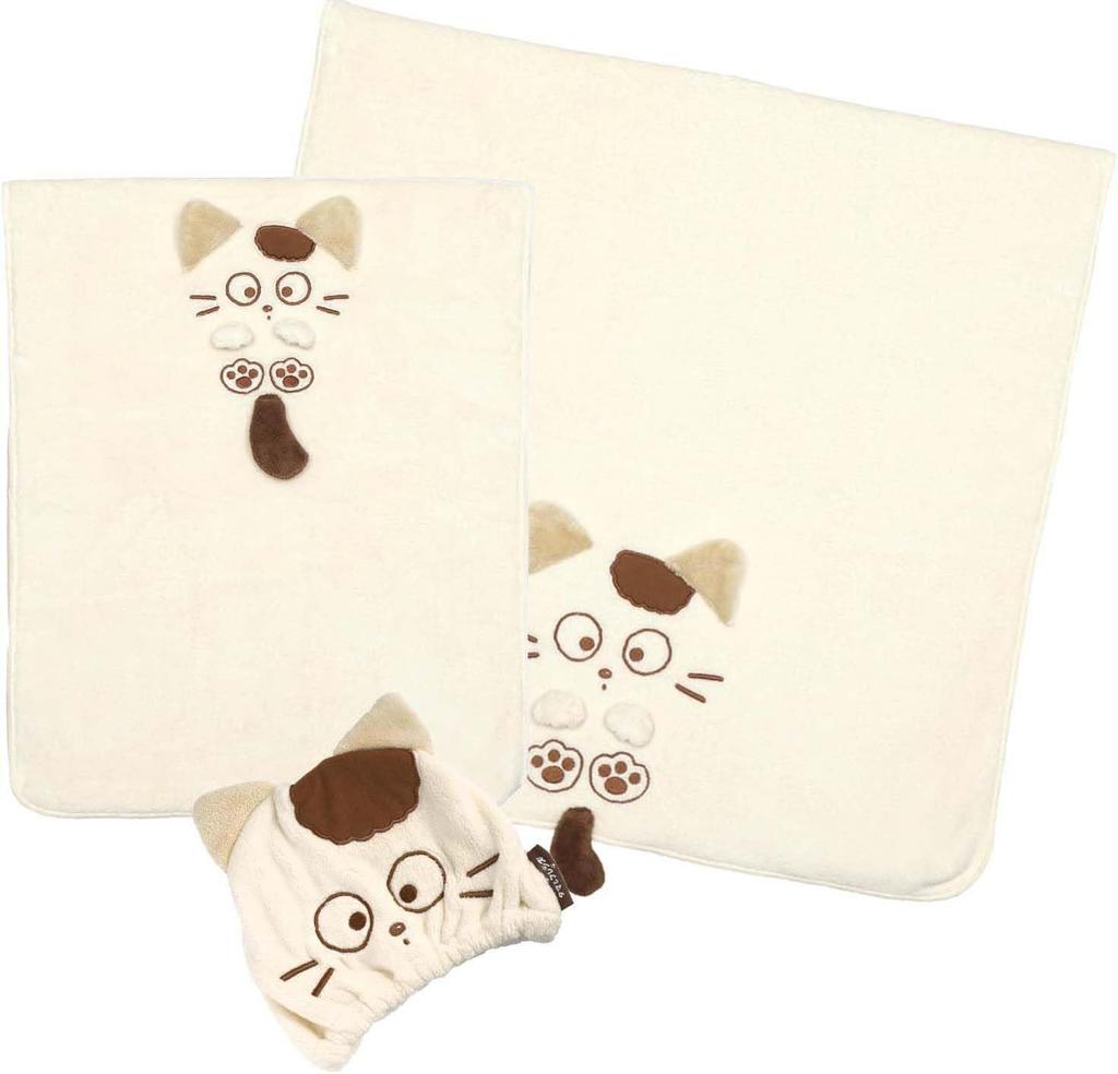 Skater Tama Friends You Know My Hooded Bath 108cm X 92cm & "Do Tama?" Poncho, Moisture-Wicking, Quick-Drying, (BPO1-A)