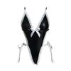 Seductive Plus Size Patent Leather Bodysuit with Open Crotch - Temptation Lingerie Set SM