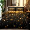 Set de lenjerie de pat 3 piese Negru Auriu Lucios Imprimeu 3D Confortabil Husă de Plapumă Mărime King Queen Twin Cadou de Ziua de Naștere Decor Dormitor