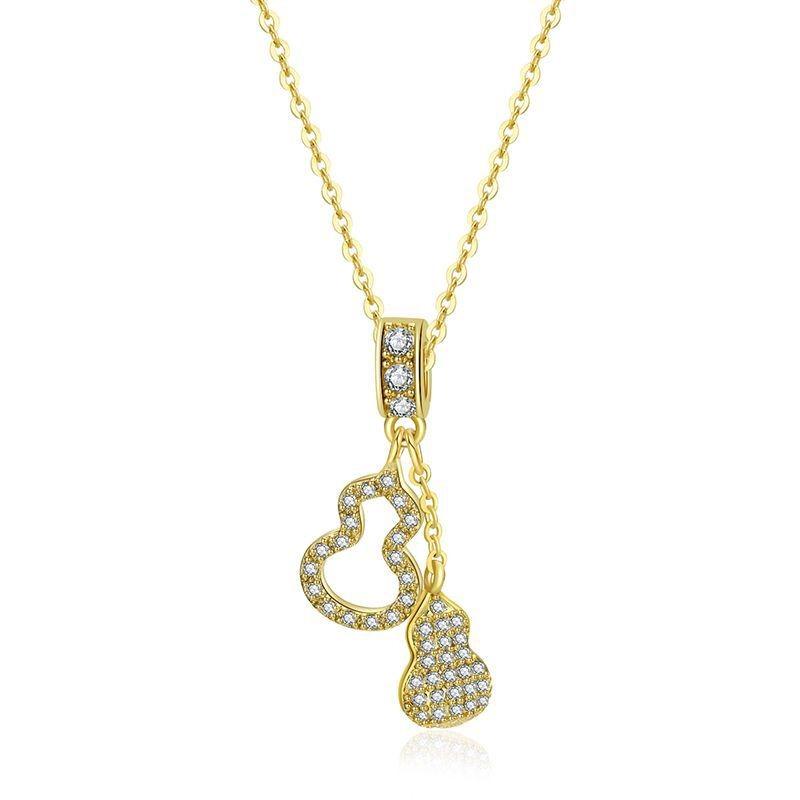 Unique Korean Style Titanium Steel Gourd Pendant Necklace For Women With Radiant Finish And Design