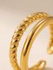 18K Gold Plated Cable Knit Double Layer Open Ring – European & American Fashion