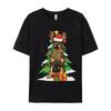 Santa Reindeer Rottweiler Dog Xmas Tshirt Graphic Tee Shirt Male Vintage Cotton Tops Tees Cute Oversized T Shirt