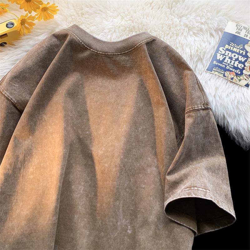 Retro Distressed 300g Unisex Loose Fit Drop Shoulder Tee