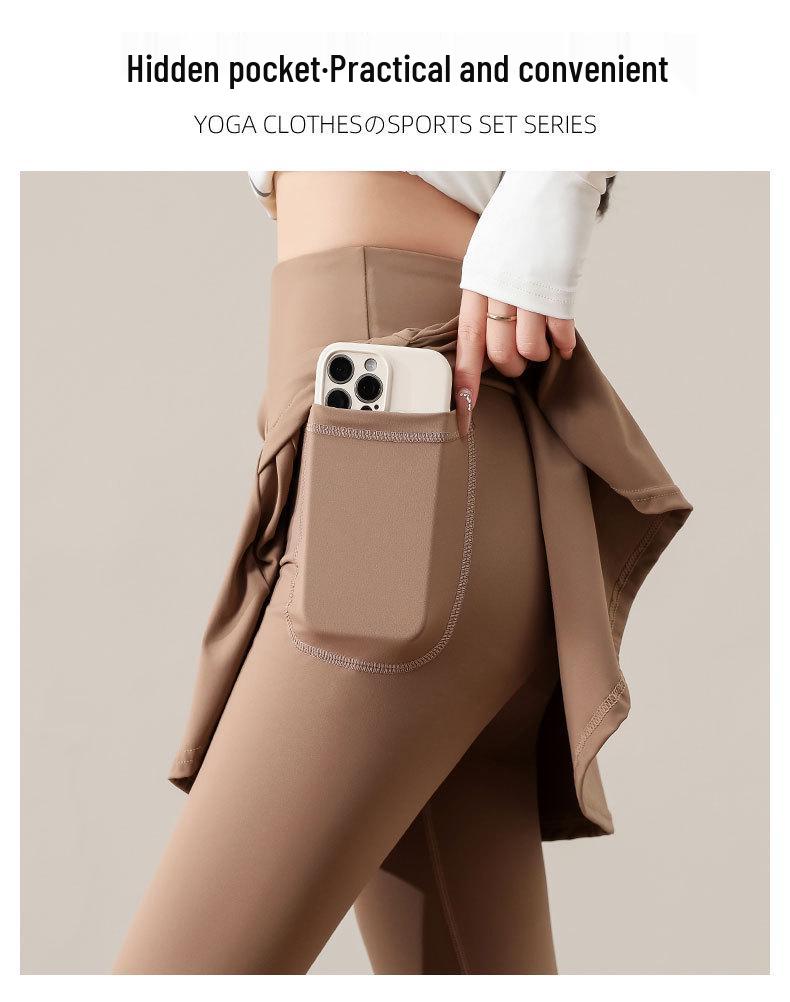 Czarne Kuloty do Jogi z Wysokim Stanem dla Kobiet - Jesień/Zima 2024 Spodnie Długie Dwuczęściowe Imitowane Moda Fitness Odzież Sportowa