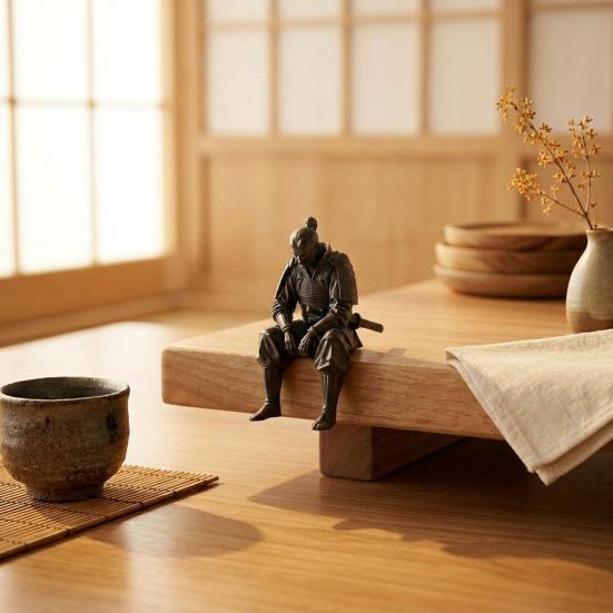 Industrieller Stil Regal Akzente 3D Gedruckte Kontemplative Kriegerfigur, Sitzende Kanten-Sitzende Statue, Schreibtischornamente für Büro Schreibtischornament Zuhause