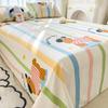 Soft Cotton Thick Cartoon Dog Bed Sheet Set, Adults Kids Teens Bedroom Colorful Lines Bedding Set, Flat Sheet with 2 Pillowcases
