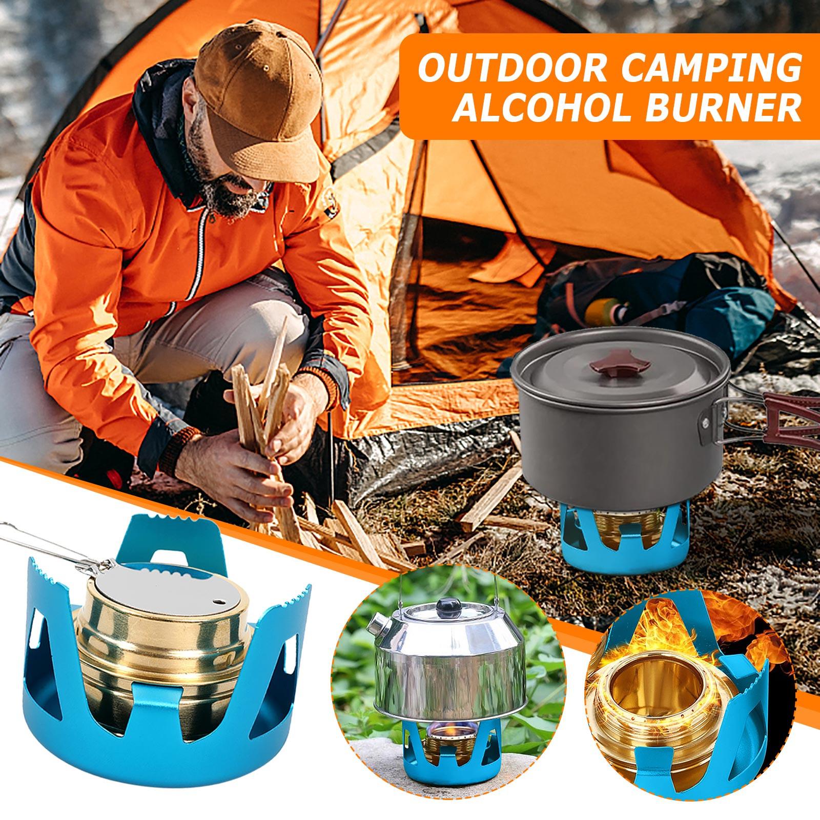 Portable Outdoor Mini Camping Alcohol Stove Vaporizing Liquid Alcohol Burner Compact Lightweight Metal Construction for Hiking Backpacking