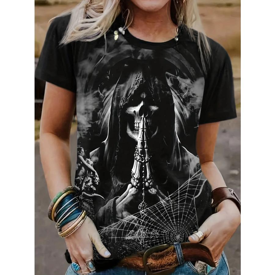 Summer Skull T-Shirt Fashion Short Sleeve Women 3d Printed Skull Women Clothing Casual T Shirt For Men Daily Party Tops Tee