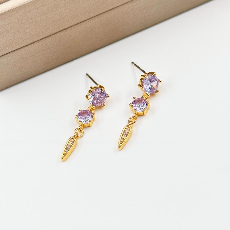 Manufacturer S Supply Niche Design Earrings, Women S Super Flash Purple Zircon Exquisite Earrings, Earrings Are In Stock.