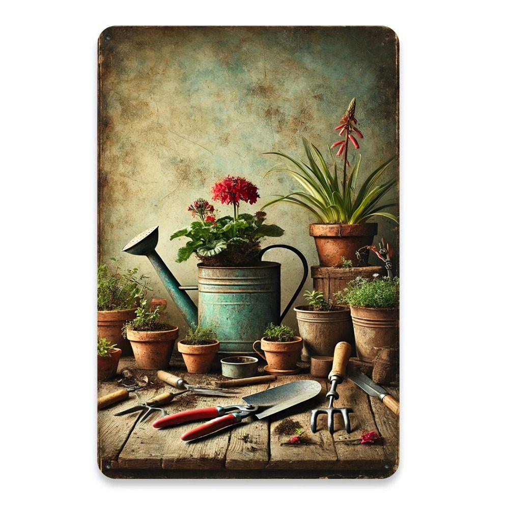 Vintage Metal Flower Wall Art Poster, 20x30cm Decorative Home Garden Sign