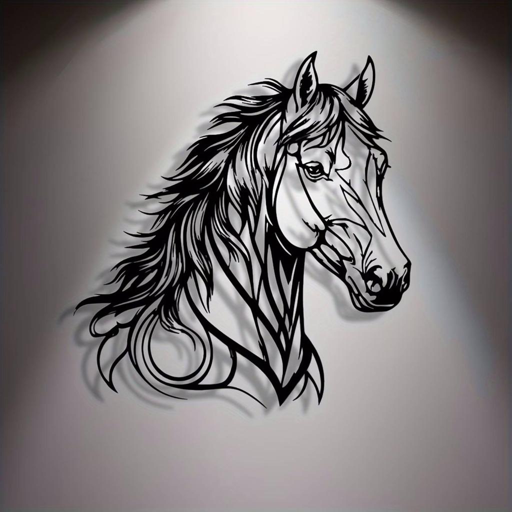 Horse Head Wall Decor Cutout metal Art Wavy Mane Room Decoration