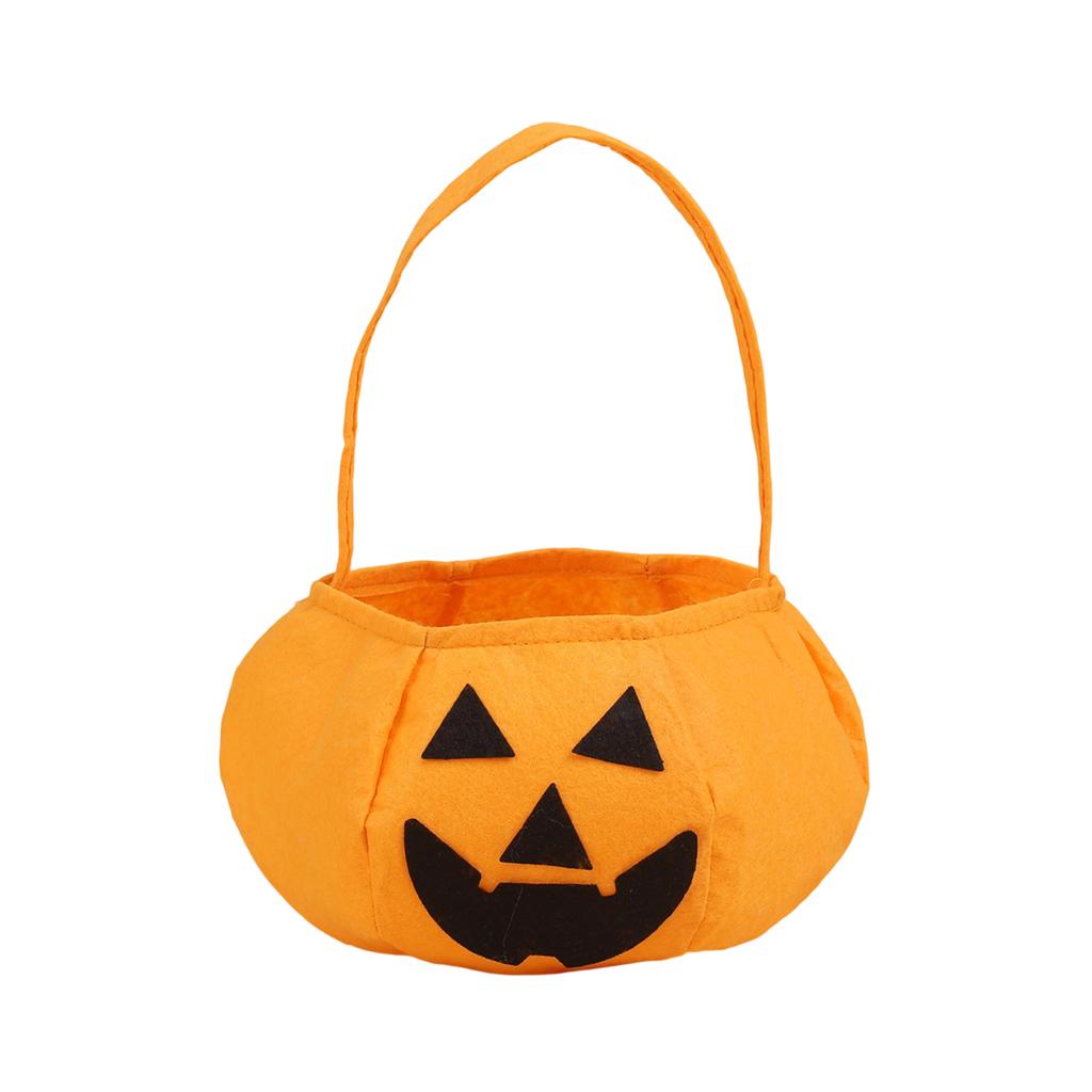 Halloween -or- Bags for Kids - Pumpkin Shaped Non-Woven Fabric Handheld Candy Bags for Party Storage