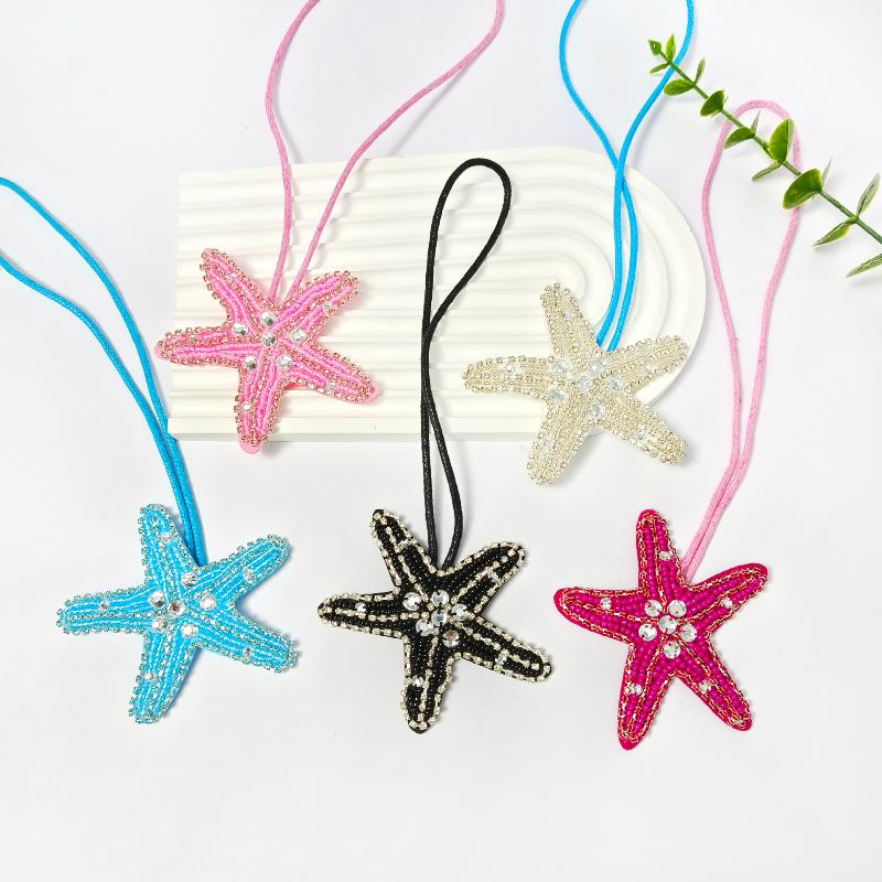 3D Beaded Patch Starfish Shells Patch Pendant Lanyard Decorative Diy For Bag Keychain Beading Applique