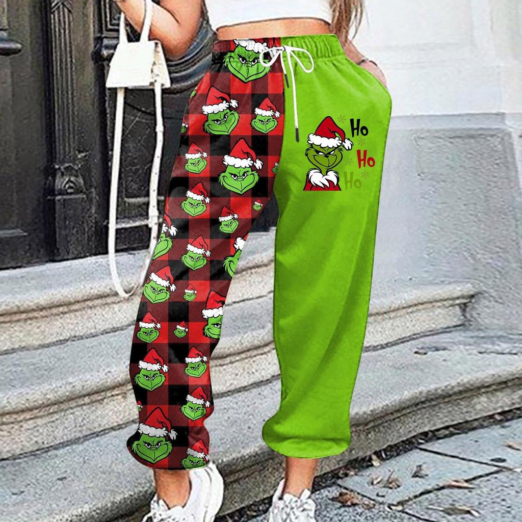 Women's Casual Fashion Christmas Printed Casual Sweatpants Elastic Waist Drawstring Pants