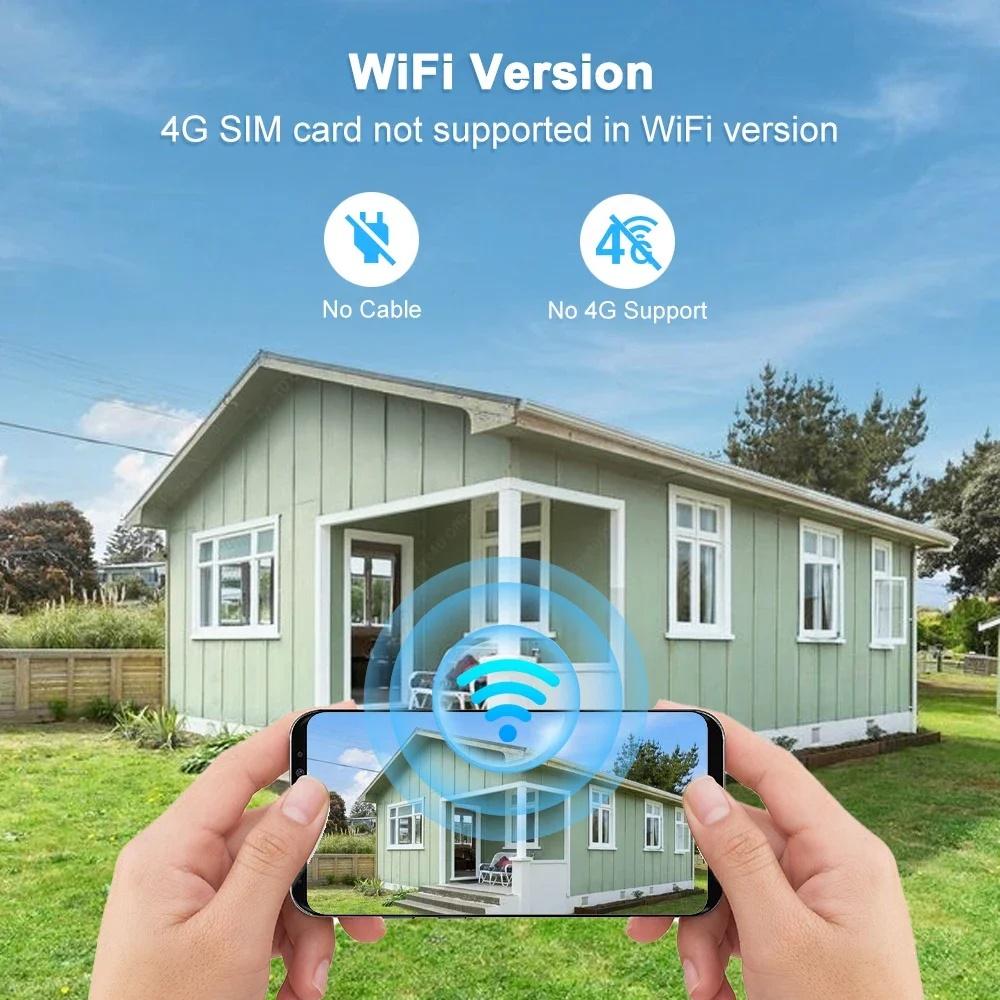 Solar-powered Surveillance Camera, HD 2-lens 3-screen Display, 10x Zoom, Automatic Human Detection Tracking, 4G/WIFI CCTV Recorder