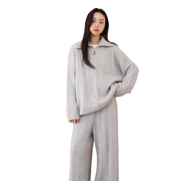 Gemütliches Pullover- & Weitbein-Hosen-Set - Herbst/Winter-Mode