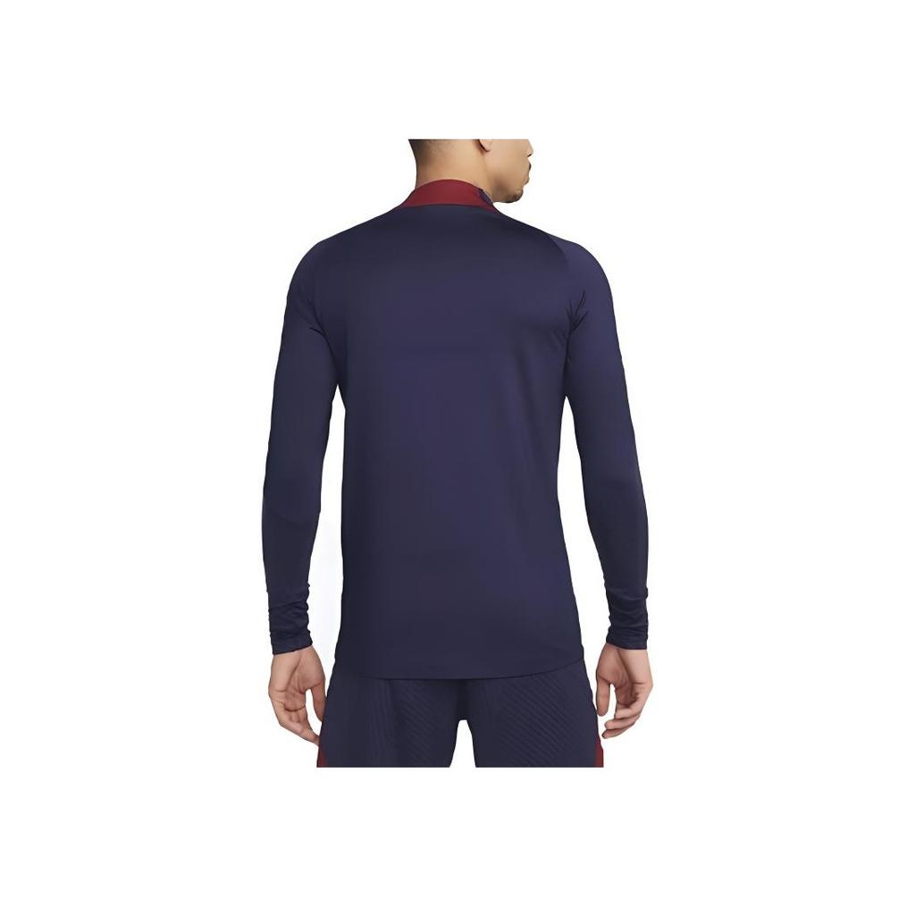 Nike Printed Letter Patchwork High Neck Long Sleeved Soccer Jersey Paris Saint-Germain Men Tops Navy-Blue DX3108-499