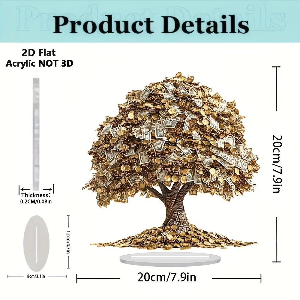 

8in Acrylic 2D Make a Fortune Tree Ornament Gold Coins Banknotes Decora Lucky Charm Office Essential Making Money Gift Decor 1pcs