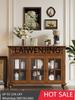 RWJ American Style Sideboard Cabinet Solid Wood Wine Cabinet Storage Glass Door Storage Cabinet