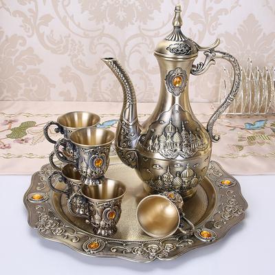 Baijiu Weinset, Haushalt, Retro-Bronze-Weinglas mit großem Fassungsvermögen, Weinkrug mit Relief, Spirituosenbecher, Requisiten für Hofdrama