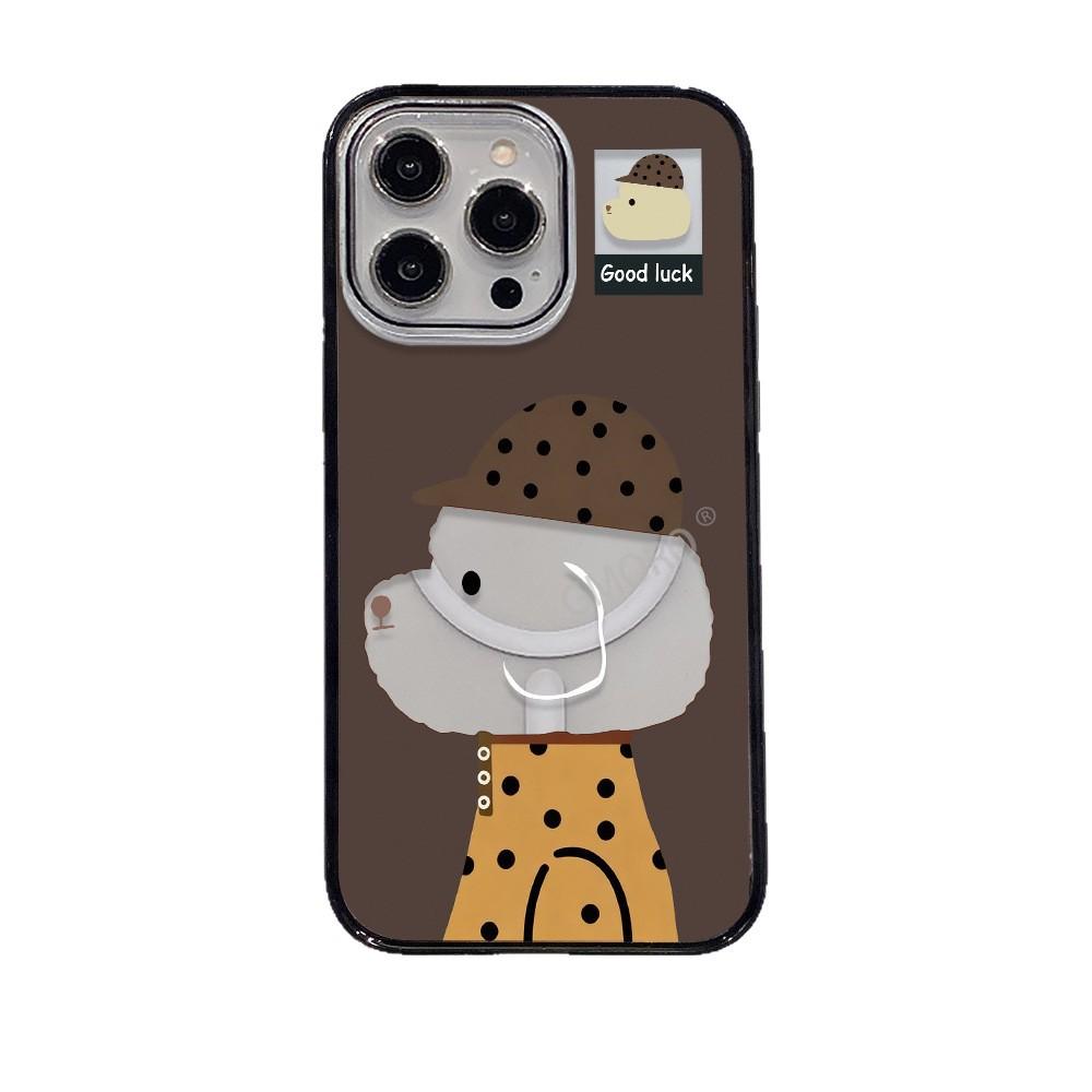 Polka dot puppy iPhone16promax Apple 13 black edge mobile phone case AIR cute 15 magnetic anti-drop hard case