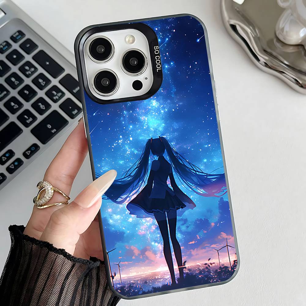 Anime M-MIKU Phone Case For iPhone 17,16,15,14,13,12,11,Pro,Max,Plus,E,Air,Mini Anti Fall Black  Bumper