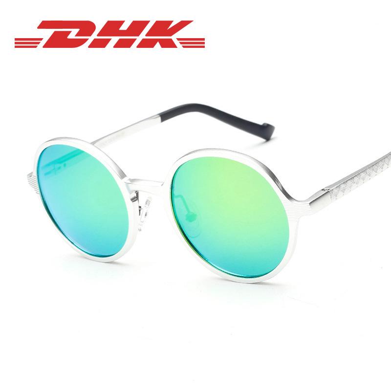 Óculos de Sol Masculinos Redondos Retrô Polarizados de Alumínio-Magnésio para Dirigir e Ciclismo 8552