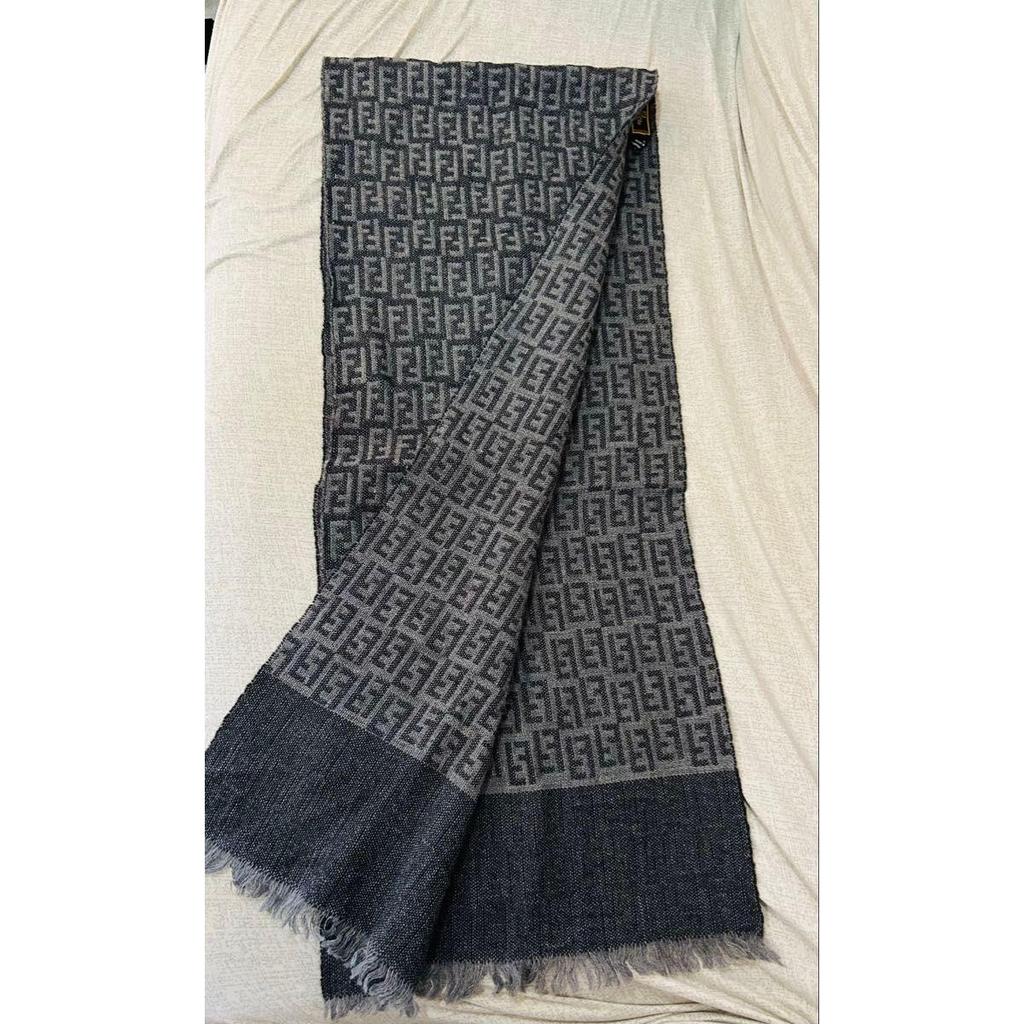 Used 00's Vintage FENDI Zucca Pattern Wool Muffler Stole