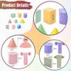 9 Pieces Geometric Solid Blocks Manipulatives Set with 3D Shapes Transparent Geometry Models