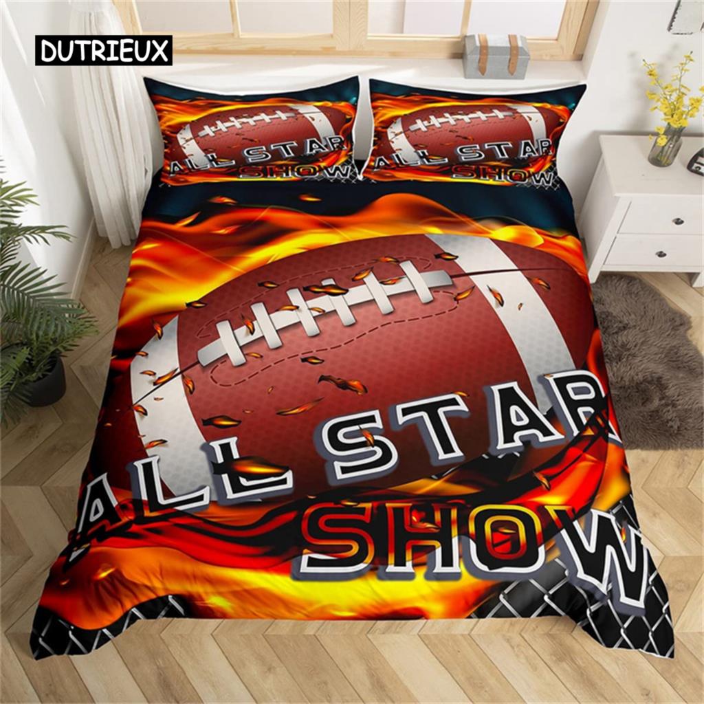 Boys or Girl 3D Football Duvet Cover Set Comforter Cover Ball Sport Theme Bedding Set Single Twin for Kids Teens Gift Bedroom