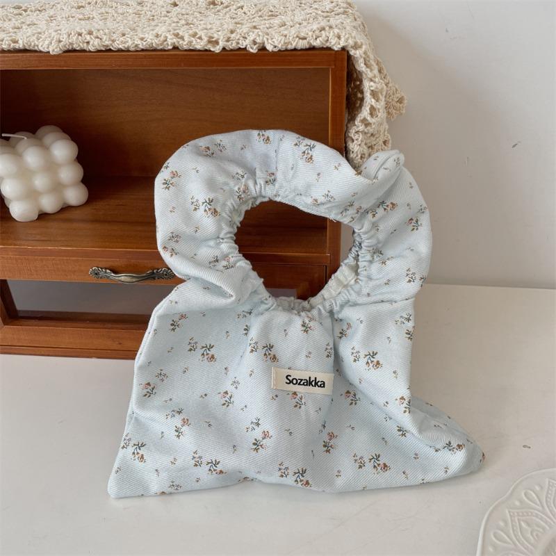New Thin Cloth Bag Tote Bag Women's Broken Flower Canvas Bag Hand Carry Wrist Bag