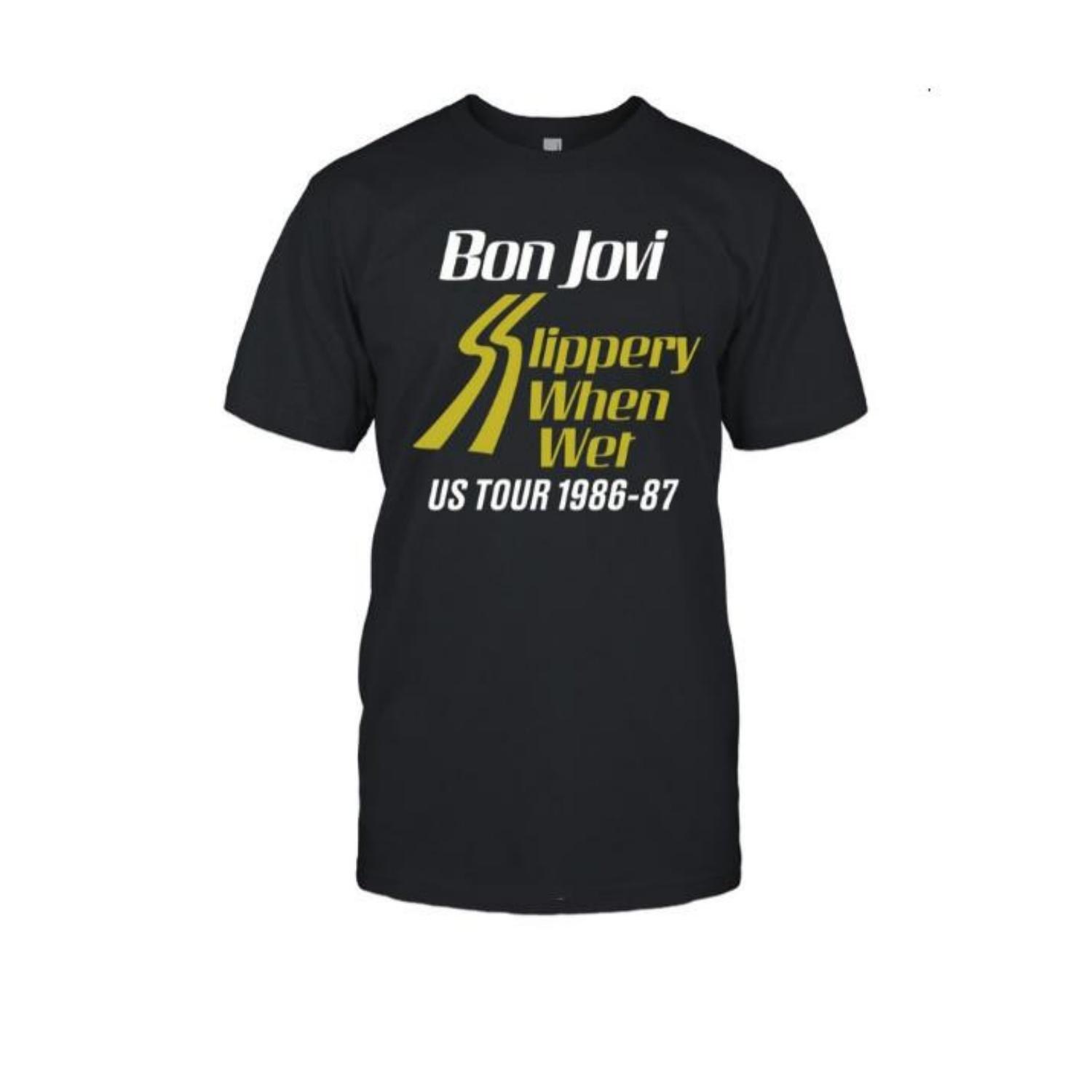 Bon Jovi 1986-87 Unisex Band T-Shirt Two Sided Unisex T-Shirt S