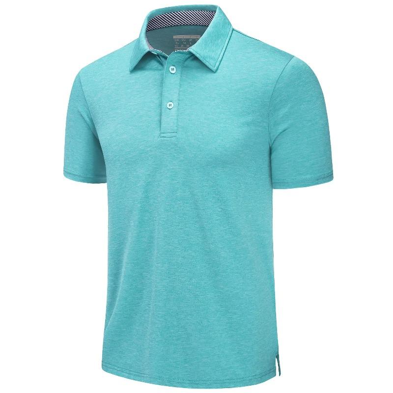 Summer Polo T-shirts Mens Casual Short Sleeve Shirts 3 Buttons Down Quick Dry Breathable Golf Fishing Pullover Workwear