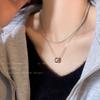 Collier pendentif anneau double couche coréen mode automne et hiver pour femmes chaîne pull simple de niche de luxe léger chaîne de cou avec accessoires