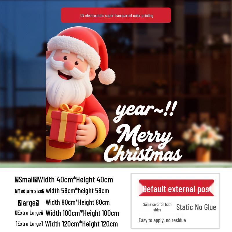 Santa Claus Wall Stickers: Cute Cartoon Christmas Decorations for Windows and Shop Layouts