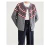 Retro Fair Isle Jagged Knit Wool Thick Cardigan Sweater