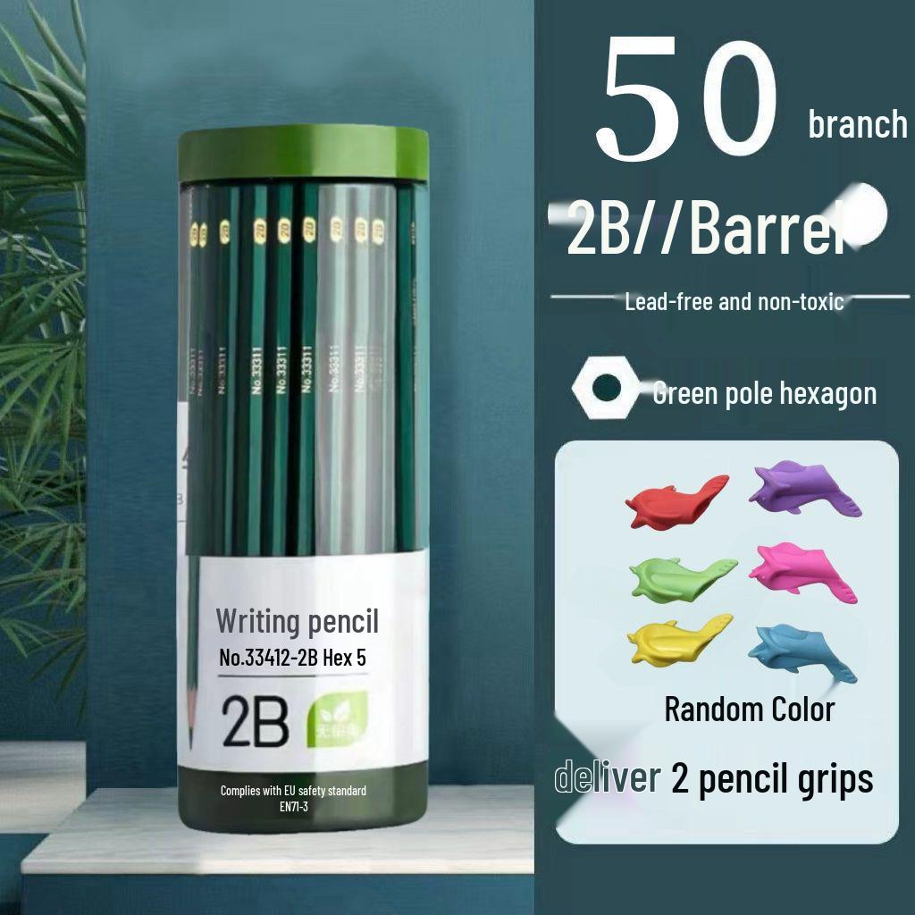 Hexagonal 2B HB Pencil for Students and Children - Ideal for Sketching and Writing 2B - fluent writing green