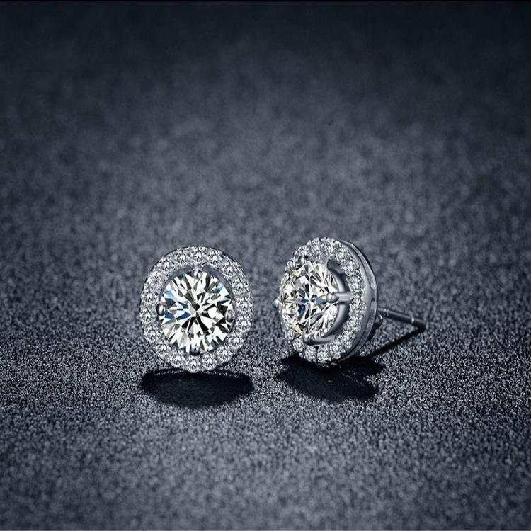 Full Round Stunning Drill Zircon Crystal Ear Studs Fashionable Ear Womens