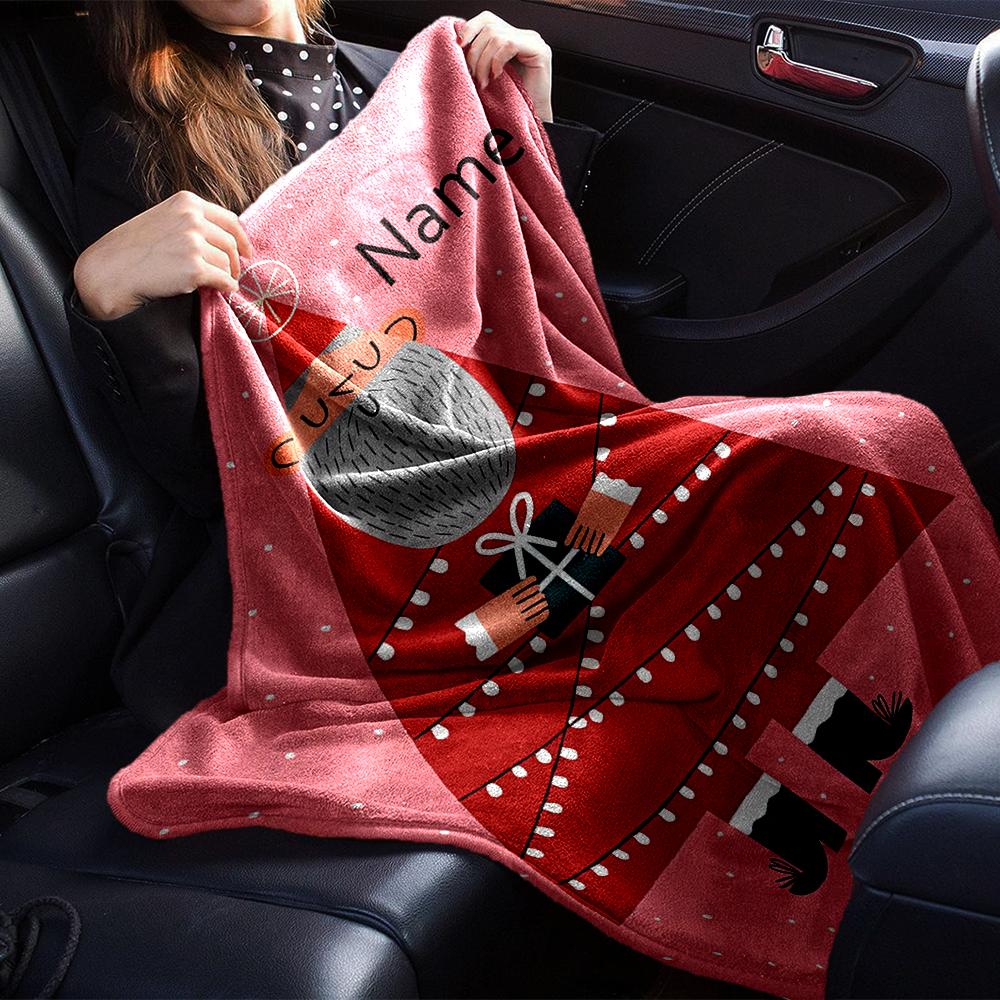 Custom Name Christmas Theme Printed Blanket - Perfect for Couch, Bed, Travel & Outdoor Use | Machine Washable, Cozy & Durable.