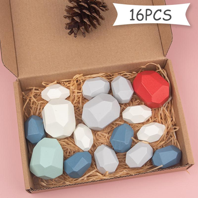 Children Wooden Gem Stone Balanc Building Blocks Educational Toys Creative Nordic Style Stacking Game Rainbow Wooden Toys Gift