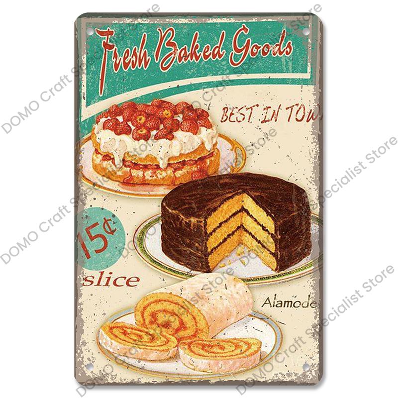 Chocolate Metal Plaque Vintage Delicious Chocolate Bar Cake Metal Tin Signs Retro Wall Decor Coffee Shop Dessert House Bakery